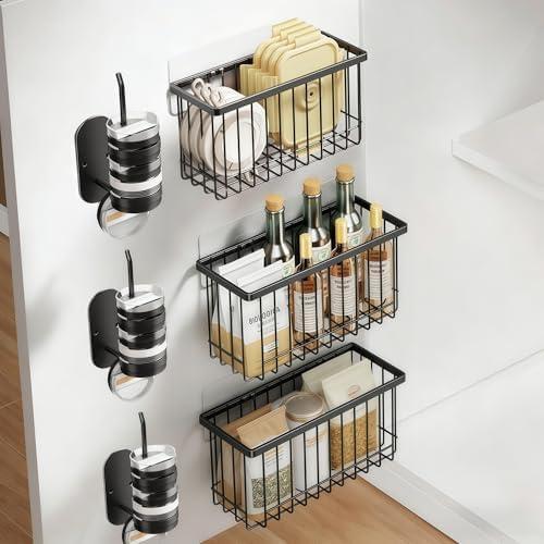 SleekStore Kitchen Cabinet Door Storage Box,Self Adhesive Wall Mounted,Wardrobe/Bathroom/Refrigerator Small Items Organizer,Oil bottle/Seasoning storage (6 Piece)