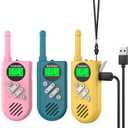 Walkie Talkies for Kids Rechargeable, Easter Basket Stuffers,Gifts for Kids, Toys for Boys and Girls Ages 3-12, 3 Pack Long Range, Outdoor Play, Family Games, Hiking Camping Gear (Secret Garden)