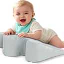 EKEPE 2026 Upgraded Nursing Reflux Prop with Leather Cover for Baby Gas, Colic Relief & Burp, Memory Foam Tummy Time Prop for Infant 0-12 Months Feeding, Neck, Shoulder and Body Support - Grey