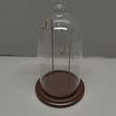 Beeveer 4 x 7 Inch Pocket Watch Glass Display Dome Cloche with 2 Hooks Clear Pocket Watch Display Case Stand Glass Cloche Showcase with Wood Base for Ornaments Medal Collectibles(Walnut and Gold)