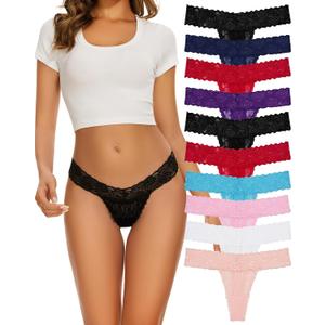 Sunm Boutique Lace Thongs For Women Sexy Underwear Seamless Thongs Soft Stretch Womens Thong Underwear 10 Pack M