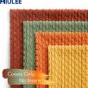 MIULEE Burnt Orange Decorative Throw Pillow Covers for Couch Modern Striped Cushion Covers Soft Corduroy Pillowcase Home Decor for Bed Sofa Living Room 18x18 Inch Set of 4 Yellow Orange