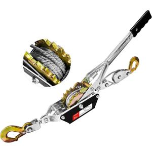 Come Along Winch 2-Ton (4400 Lbs) Pulling Capacity 7.54Ft 2 Hook Heavy Duty Power Cable Come Along Tool with Dual Gears Hand Winch Cable Automotive Hoist Winch Puller