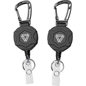 2-Pack Retractable Keychain,Tactical ID Badge Holder Reel,Heavy Duty Carabiner Badge Holder, 31.5'' Steel Retractable Cord