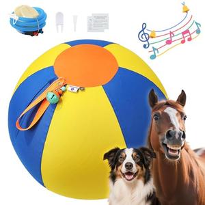 Acesolid 40x40 Inch Jingle Herding Ball for Dogs & Puppies with Bell, Dog Play Toy, Audible Herding Ball for Cattle Dog, Australian Shepherd, Thickened Oxford Cover, Pump, Patch Repair Kit