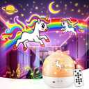 PIKOY Night Light for Kids, 15 Films+15 Sound Machine for Kids Projector Light, 360 Rotation Princess Night Light Projector for Kids Room,Remote+Rechargeable Unicorn Lamp,Unicorn Gifts for Girls Toys (White)