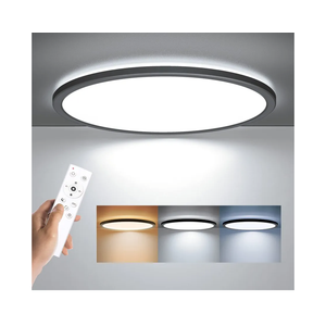 BLNAN LED Flush Mount Ceiling Light Fixture with Remote Control, 15.4 Inch 36W 3000K-6500K Dimmable Round Low Profile Ceiling Lamp for Living Room Bedroom Kitchen, Black