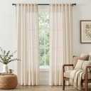 Jinchan Beige Linen Blend Curtains 84 Inches Length 2 Panels for Bedroom Living Room, Light Filtering 50 Inches Wide Natural Farmhouse Drapes with Rod Pocket Back Tab (50W x 84L, Ecru)
