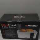 Mueller UltraToast Full Stainless Steel Toaster 4 Slice, Long Extra-Wide Slots for Bagels and Waffles, 6 Browning Levels, LED Display, Cancel/Defrost/Reheat Functions & Removable Tray, Kitchen Gadgets