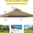 9.8'x9.8' Replacement Canopy Top Cover Only for Gazebo, Double Tiered Gazebo Covers for Outdoor Patio Garden Canopy Upgraded 2025 (Khaki)
