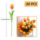 WeTop 30pcs Real Touch Tulips PU Artificial Flowers, Fake Tulips Flowers for Arrangement Wedding Party Easter Spring Fall Home Dining Room Office Decoration. (Orange, 14" Tall)