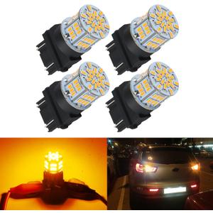 4PCS 3157 LED Bulb Turn Signal Light 12V-24V Super Bright 3156 3056 3057 3047 4157 LED Replacement Light Kit Set for Car Tail Brake Turn Signal Blinker Lights - Amber Yellow
