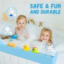 Splash Guard for Bathtub Kids - Silicone Bathtub Splash Guard with 11 Suction Cups, Bath Tub Play Shelf for Kids & Toy Holder, Prevent Water Spill in Bathroom, Fun Bath Time for Toddlers Baby, Blue
