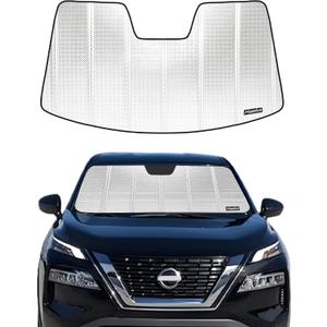 Windshield Sun Shade for 2021-2025 Nissan Rogue. Front Window Sunshade with Storage Bag (Shiny Silver (Classic))