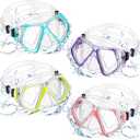 Fabbay 4 Pieces Adult Swimming Diving Goggles with Nose Cover Swim Mask Goggle Tempered Glass Snorkel Diving Mask Snorkeling Gear for Adults Youth