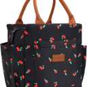 Insulated Lunch Bag for Women Reusable Leakproof - Cherry | Large Capacity, Bottle Holder & Side Pockets, Leakproof Insulated Design, for Work, Travel, Picnic & Daily Use, for Adult