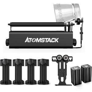ATOMSTACK R3 Pro Laser Rotation Roller, Aluminium 360° Rotary Roller Laser Engraving Module with 2 Support Shaft, 4 Raiser Pads Suitable for 95% of Engraving Machines Cylindrical Object Boxes