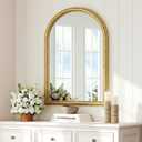 PERHOM Gold Wall Mirror- 36"x24" Large Arched Mirror with Rope Metal Frame, Wall Decor Mirrors for Bathroom, Living Room,Dining Room,Bedroom, Mantel,Entryway