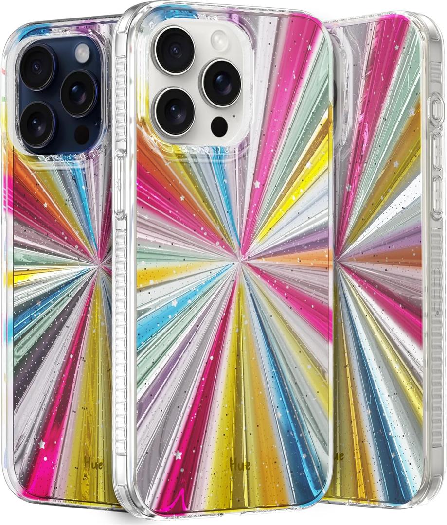 LONLI Hue Case for iPhone 15 Pro - [360 Shock-Absorbent Bumper] - [Cute and Unique Phone Cover for Girls and Women] - Cosmic Portal