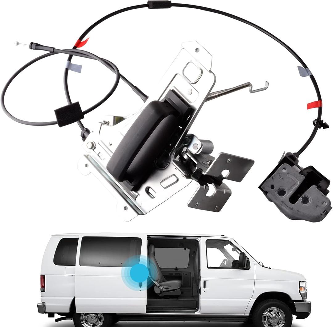 Sliding door Latch Assembly compatible for Ford E150 E250 E350 1992-2019 Econoline Van Right Passenger Sliding Door Lock Remove control