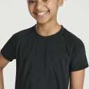 Real Essentials 5 Pack: Girls Rash Guard Swim Shirts  Short Sleeve UPF Sun Protection Tops (Ages 4-16) (L)