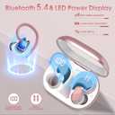 Wireless Earbuds, Bluetooth 5.4 Headphones Sport, Over Ear Buds with ENC Noise Canceling Mic, Deep Bass Stereo Ear Buds with Hook, 50H Playback, LED Display, IP7 Earphones for Workout, Rose Gold