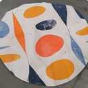 Round Rug 4ft Circle Area Rug mid Century Modern Shapes Retro Colors Carpet Washable Small Round Rugs for Bedroom Aesthetic Bathroom Laundry Living Room Kitchen Outdoor