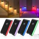 WILLED Stair Lights Indoor Rechargeable,RGB & Warm White Color Changing Night Light,Wireless Motion Sensor Lights Indoor for Stair,Bathroom,Hallway,Kitchen,Closet,Cabinet,Bedroom,Kids' Room (4 Pack, Black)