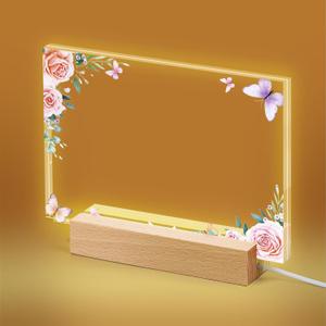 Acrylic Picture Frame with Wooden Stand,Light-Up Picture Frame Butterfly UV Print 5x7Inch Photo Frame with Night Light for Anniversary Birthday Gifts for Women Men Her Him Mom Dad