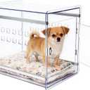 Dog Crate Furniture, Clear Indoor Dog Kennel for Small to Medium Dog, Durable Crack-Resistant PC Polycarbonate Pet Kennel, Lockable & Ventilated, Modern Dog Crate End Table,24" Lx18.5 Wx20 H