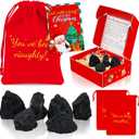 Fake Coal, Funny Secret Santa Gifts, Coal with Naughty Bag, Novelty Funny Gifts for Santa Xmas Holiday Stocking Stuffers