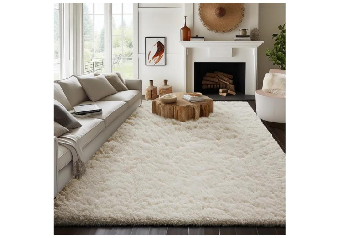 Ophanie Area Rugs, Upgrade Non-Slip Fluffy Soft Rugs for Living Room, Large Shag Ivory Fuzzy Plush Rug, Shaggy Big Carpets for Bedroom, Kids Boys Girls Dorm Nursery Home Decor Aesthetic