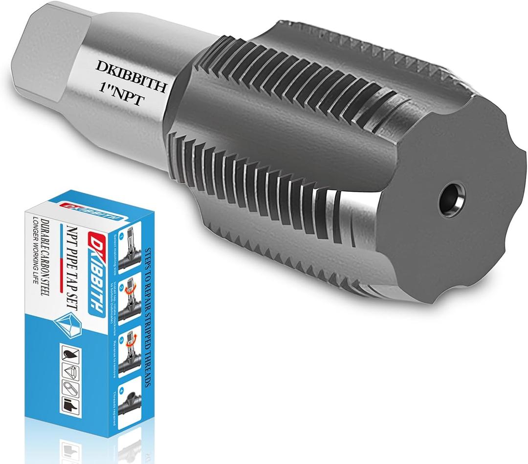 DKIBBITH 1" NPT Pipe Tap Carbon Steel Hand Threading Tool for Assorted Plumbers Mechanics DIY Thread cutting tools.