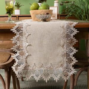 ARTABLE Grey Table Runner Coffee Farmhouse Rustic Macrame Dresser Scarf Lace Small Table Runners for Kitchen Home Outdoor Picnic Wedding Decor (Stone Grey, 16 x 48 Inch)