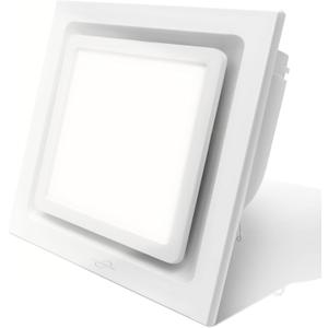 Bathroom Exhaust Fan with Light,6000K 9.5IN Square LED Combo,0.7 Sones 141CFM,11.8IN Ultra Quiet Ceiling Ventilation Fan,for Bathroom, Office, Home