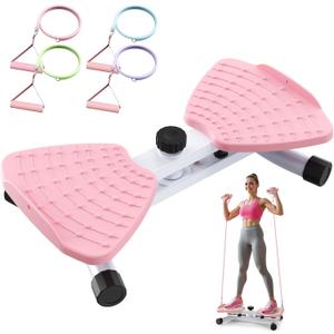 Waist Twisting Machine & Ab Twister Machine - 300 lbs Noiseless Waist Twister Board for Core Exercise, Home Gym Fitness Equipment with Resistance Bands (Women/Men) (Pink)