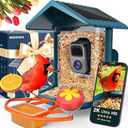 Bird Feeder with Camera Solar Powered, 2K Live Arrival Alert Auto Capture Video with 32GB TF Card, AI Identify Smart Camera Bird Feeder Ourdoor Backyard Gift for Mom Dad Birdlover, 2.4G WiFi