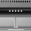 Comfee' Range Hood 30 inch, Under Cabinet Ducted/Ductless Convertible Slim Vent Hood, Durable Stainless Steel Kitchen Stove Hood, 3 Speed Exhaust Fan and 1 LED Lights Range Hood (Black)