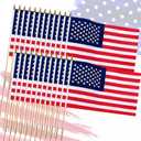 24 Pack 12x18 Inch Handheld American Flags on Stick - Patriotic American Flags for Outside, USA Stick Flag Perfect for Independence Day, Memorial Day, 4th of July Decorations (24)