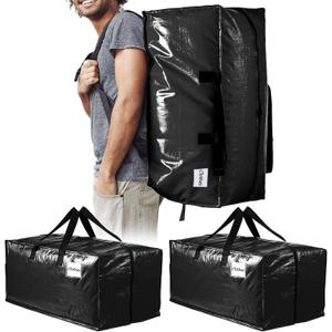 TAILI Heavy Duty Moving Bags, Clothing Storage Bags with Sturdy Zipper and Strong Handles, Black Clothes Storage Bins, Extra Large Tote for Moving Supplies, Better than Boxes (2-Pack)