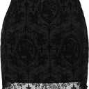 Womens Mesh Bodycon Mini Skirt High Waist Velvet Lace Jacquard Double Layered Y2K Gothic Short Skirt (Medium, A1-black)