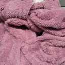 DAVID ARCHY Plush Robes for Women Warm Thick Fleece Fluffy Luxury Cozy Soft Hooded Bathrobe Winter House Full Length (Large, Light Purple)