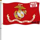 Double Sided US Marine Corps Flag 4x6 FT Outdoor- 3Ply 320D Nylon Heavy Duty USMC Flags Canvas Header with 2 Brass Grommets Easy to Rising