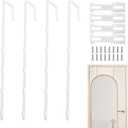 4 PCS Over The Door Mirror Hanger, Adjustable Door Mirror Hanger, Five-Hole Over The Doors-Mirrors Hook, Mirrors Doors Hangers with 2 Iron Filings and Screws (White)