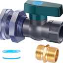 PVC Rain Barrel Diverter Kit, 3/4 Inch Rain Barrel Valve, Rain Barrel Spigot Kit with Bulkhead Fitting Adapter for Water Tanks, Aquariums, Tubs, Pools