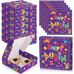 Kolldenn 12 Pcs Purim Hamentaschen Cookies Gift Boxes Shortbread Cookies Basket Happy Purim Boxes for Mom, Dad and Friends Jewish Party Decorations