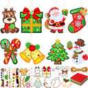 48 Sets Christmas Suncatchers Craft Kit Stained Glass Ornaments Kit Santa Cane Candy Jingle Bell Tissue Paper Crafts for Window Arts Party Holiday Projects Home Decorations