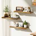 Organic Wavy Edge Floating Shelves,Hidden Brackets,2 Pack 24 in