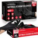 Black Nitrile Gloves Disposable, 120 PCS 3Mil, Medical Exam Latex-Free Gloves, Food Safe Cooking, Cleaning