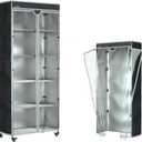 Wire Shelving Cover 32.5"x16.5"x63"  Waterproof Dustproof Black Rack Cover with Clear Front & Zipper for Closet or Garage Storage (No Shelves)